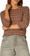 Wit & Wisdom Stripe Three Quarter Sleeve Crewneck Sweater