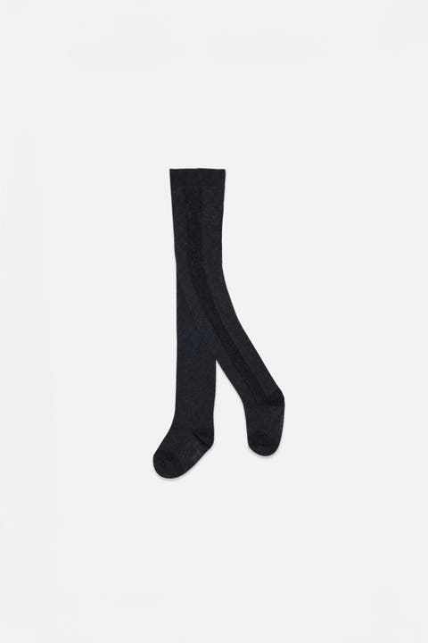 Knit Textured Stretch Fit Cotton Blend Tights