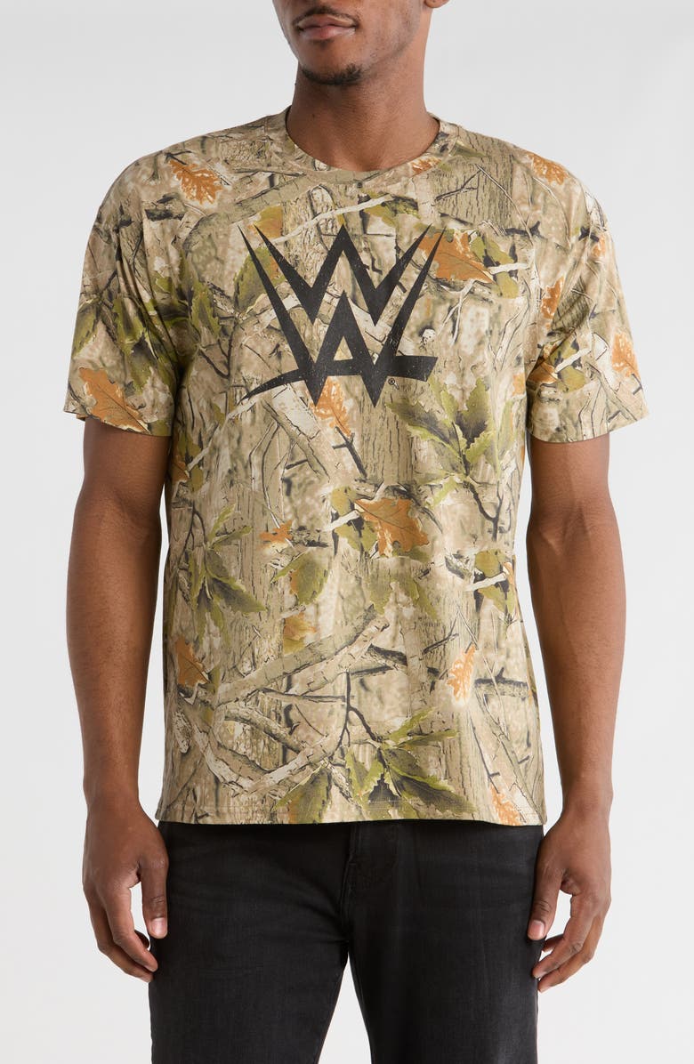 Goodie Two Sleeves WWE Logo T-Shirt, Main, color, Beige Multicolor