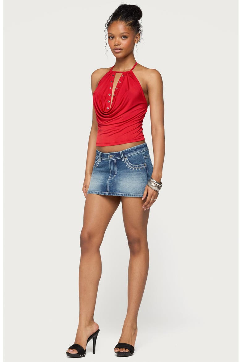 Sania Grommet Cutout Halter Top, Alternate, color, RED