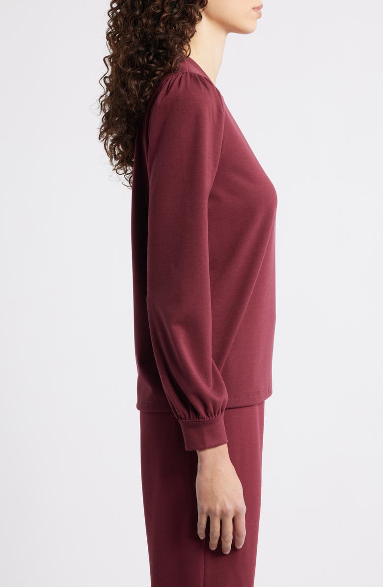 Caslon<sup>®</sup> Blouson Sleeve Top, Alternate, color, Burgundy Tannin