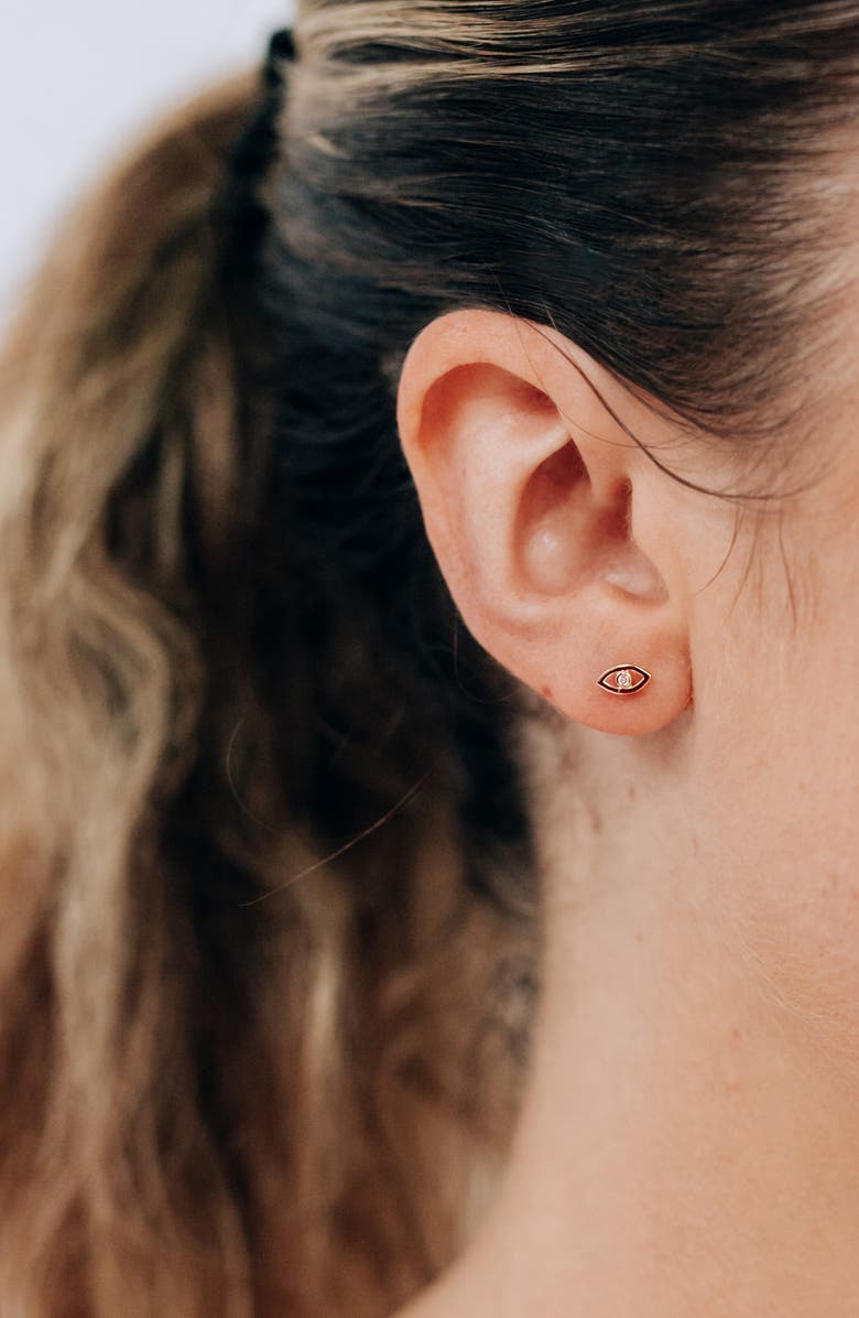 Anzie Jac+Jo Icon Evil Eye Single Stud Earring, Alternate, color, Yellow Gold