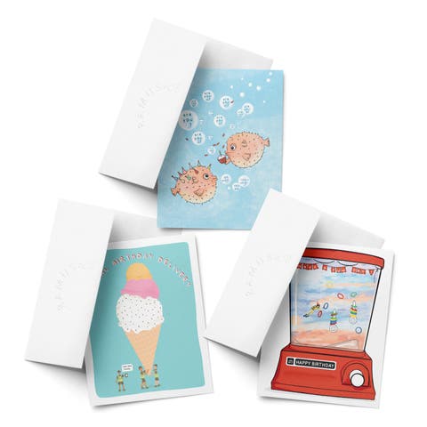 Birthday Greeting Card Pack Sets (3 ct, Assorted) Are You 1, Are You 2... Ice Cream Birthday Delivery, Scooba Hoops