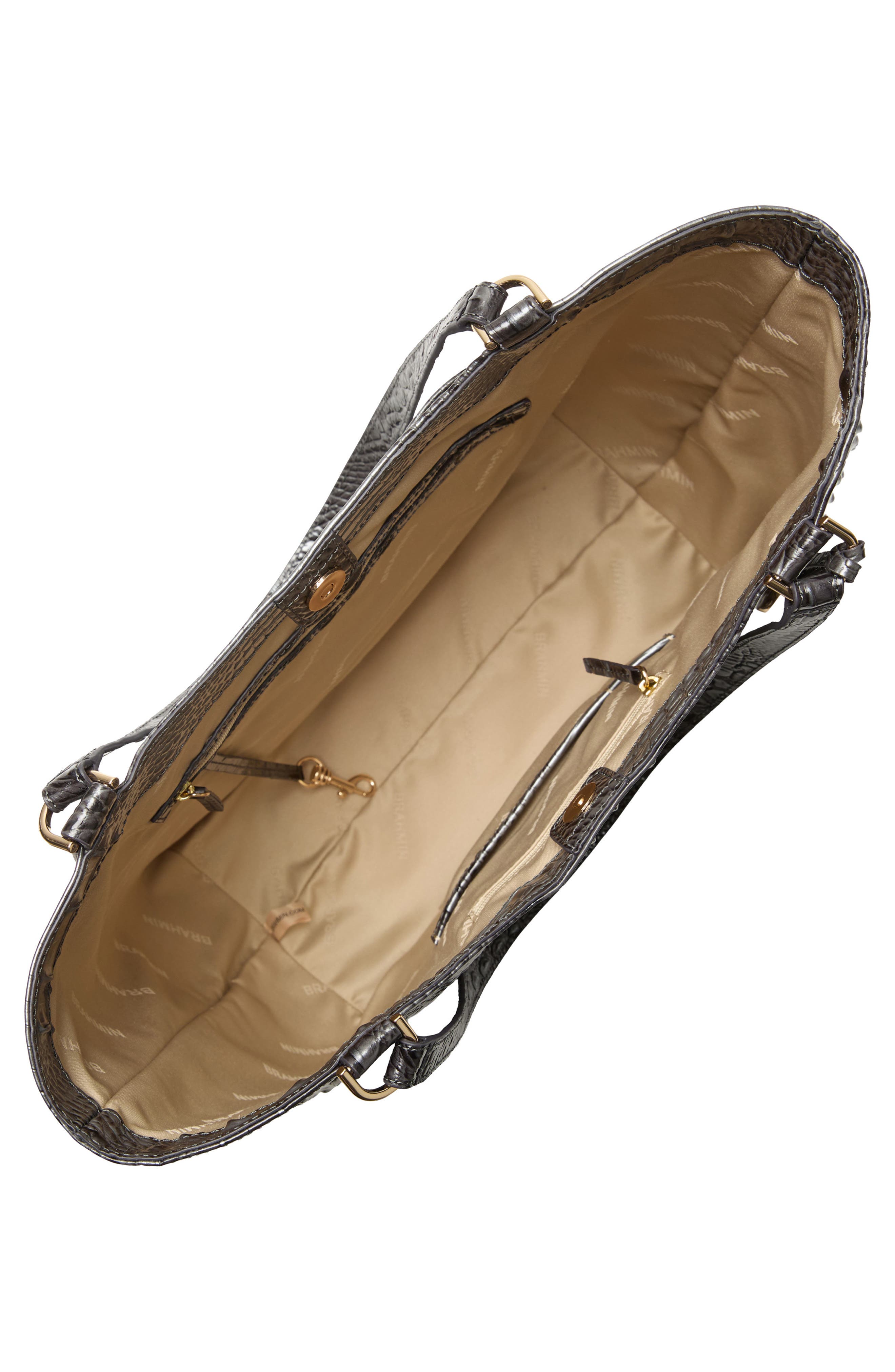 Brahmin Aliza Croc Embossed Leather Tote, Alternate, color, Charcoal Melbourne