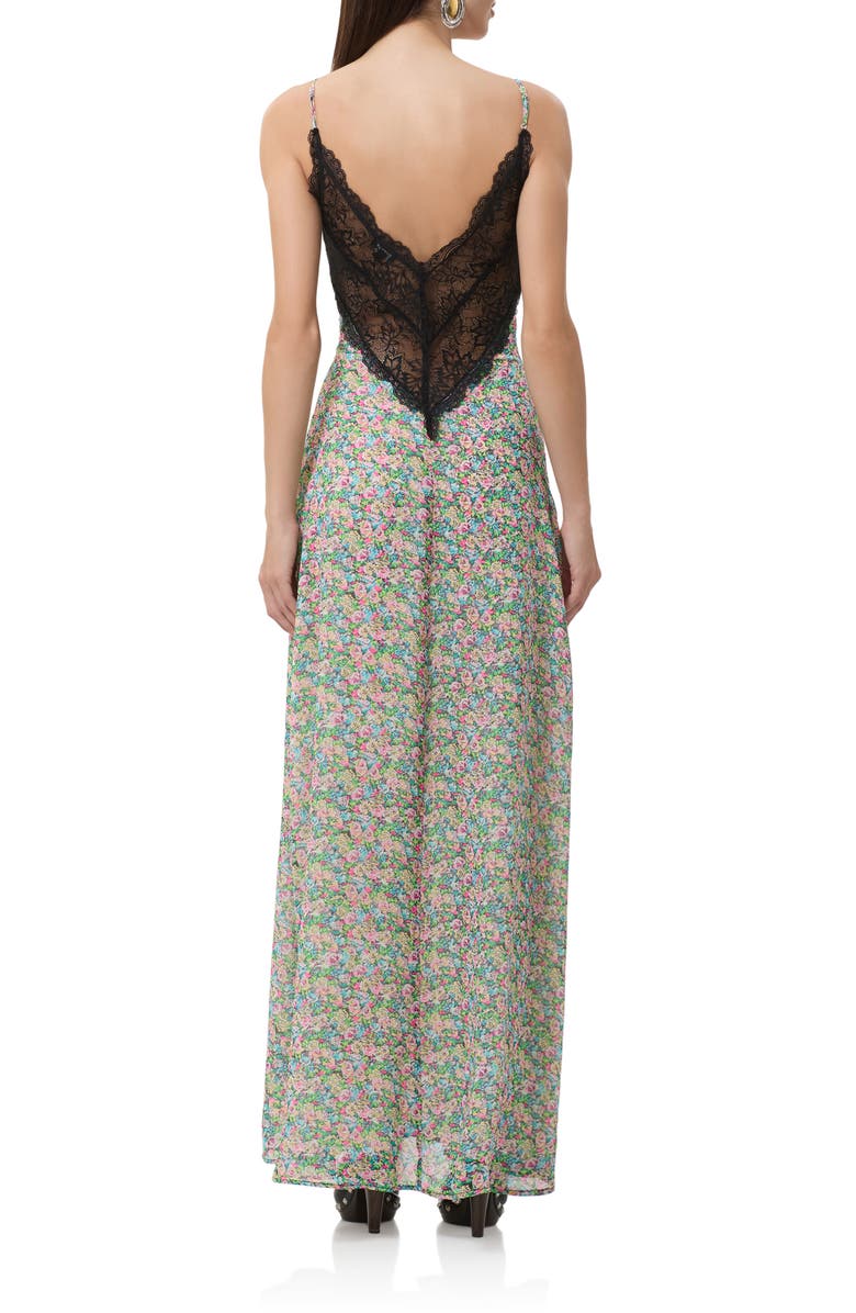 AFRM Prianka Floral Lace Inset Maxi Dress, Alternate, color, Soft Stripe