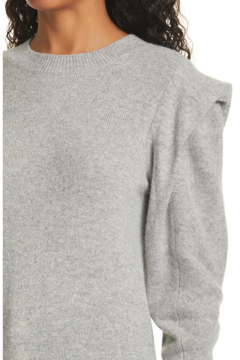 Kennedy Folded Shoulder Cashmere Sweater, Alternate, color, GRIS HEATHER