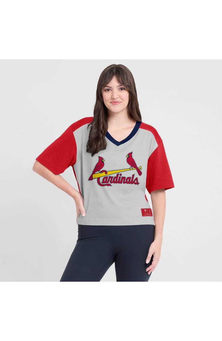 FANATICS Women's Fanatics Red/Graphite St. Louis Cardinals Oversized Race To Win V-Neck T-Shirt, Alternate, color, Red