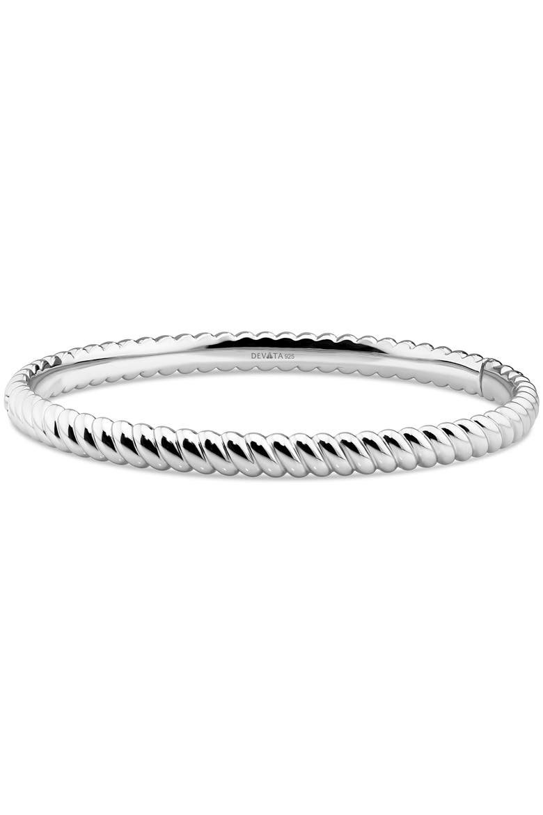 Rope Bangle Bracelet in Rhodium Plated Sterling Silver, Alternate, color, Silver