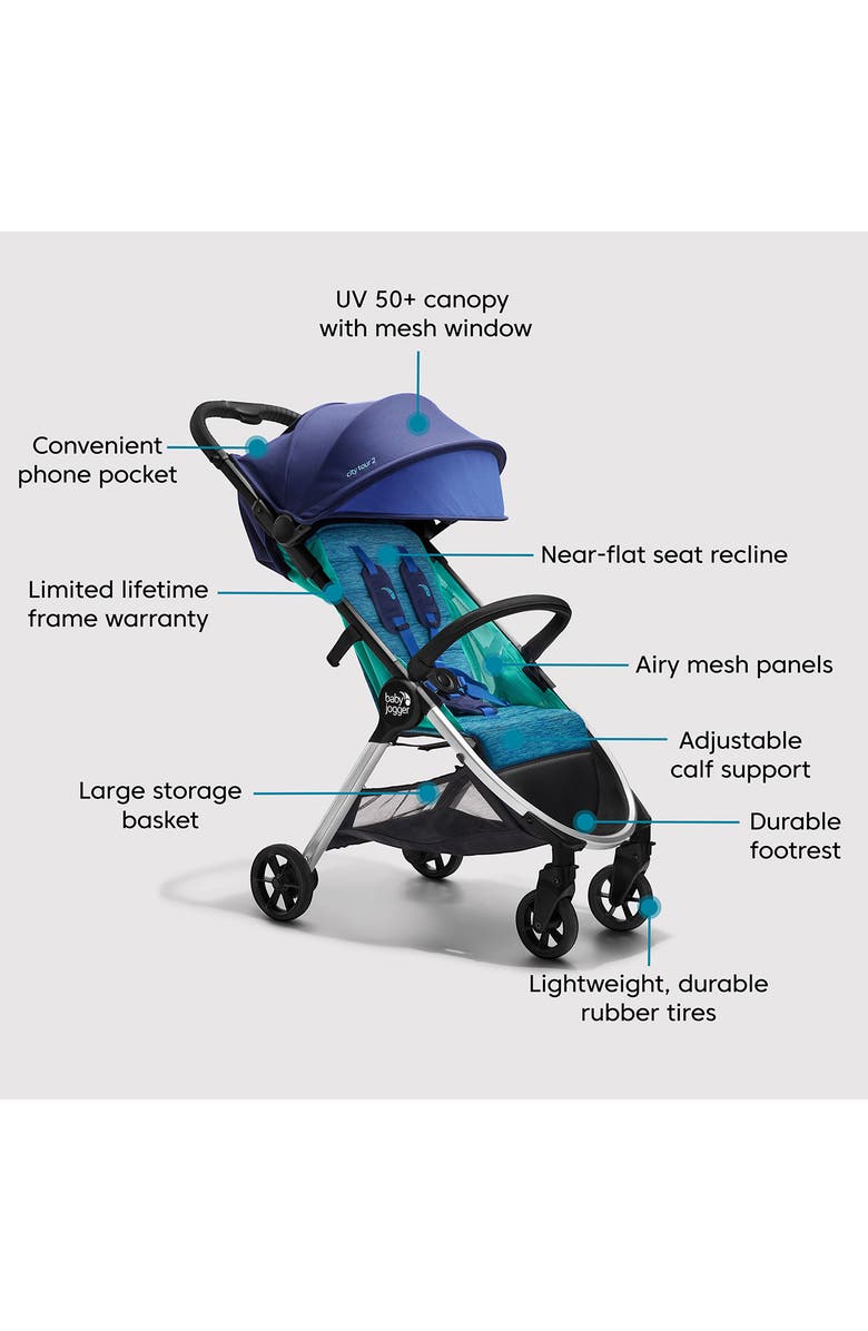 Baby Jogger city tour<sup>™</sup> 2 Compact Travel Stroller, Alternate, color, Coastal