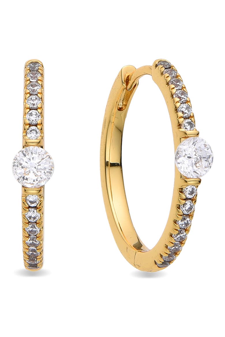 Apolline Cubic Zirconia Huggie Hoop Earrings, Main, color, GOLD