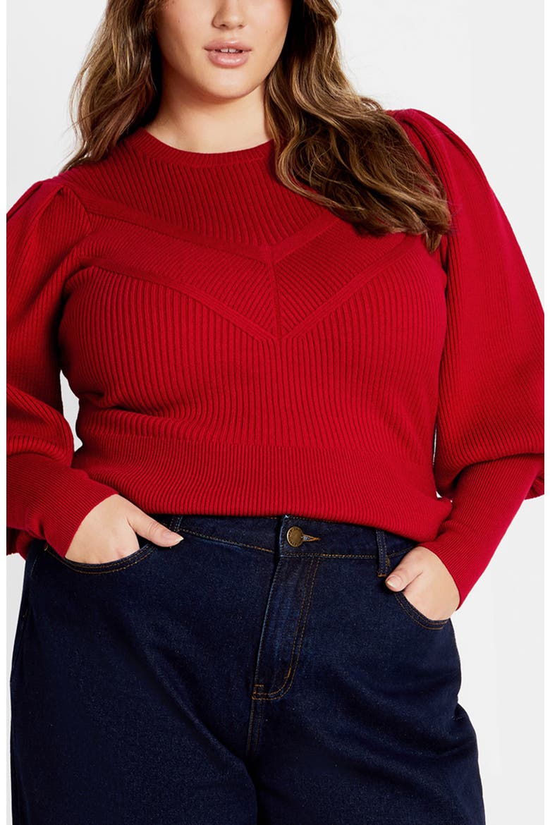 Jojo Rib Sweater, Main, color, RED