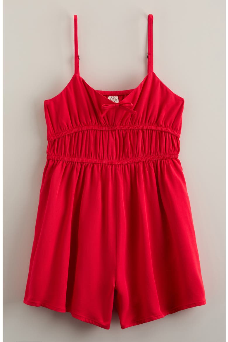 Kids' Bow Front Romper, Main, color, RED LOLLIPOP