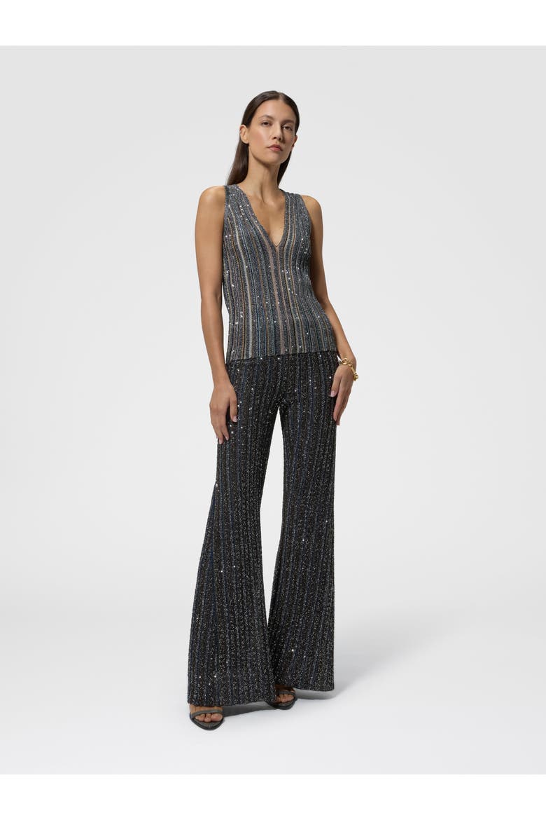 Striped Flared Trousers With Sequins, Alternate, color, Multicoloured