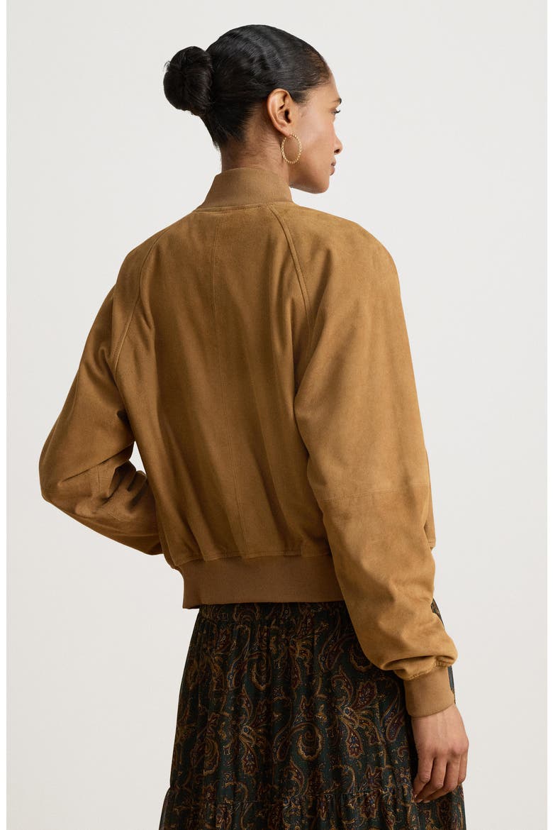 Suede Bomber Jacket, Alternate, color, CAMEL BEIGE