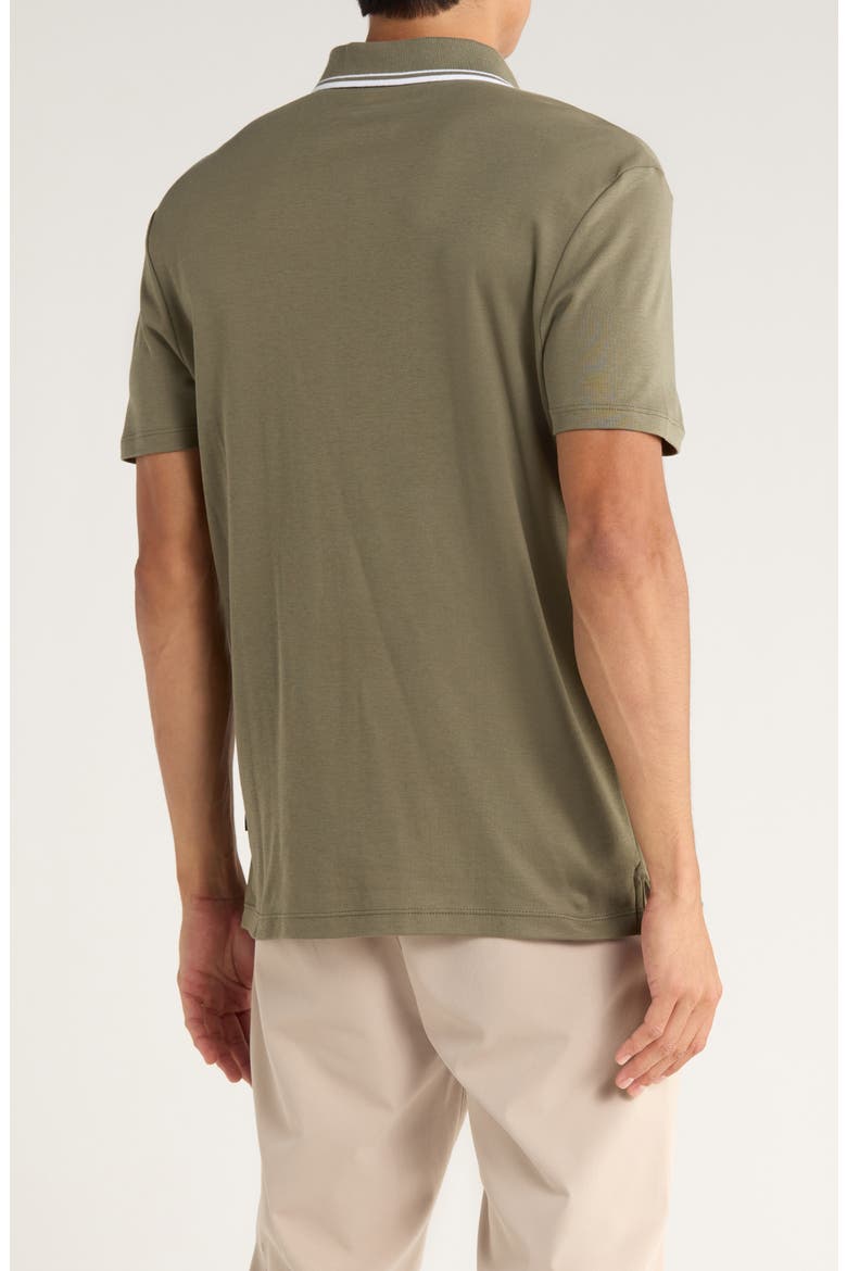 Tipped Cotton Knit Polo, Alternate, color, DUSTY OLIVE