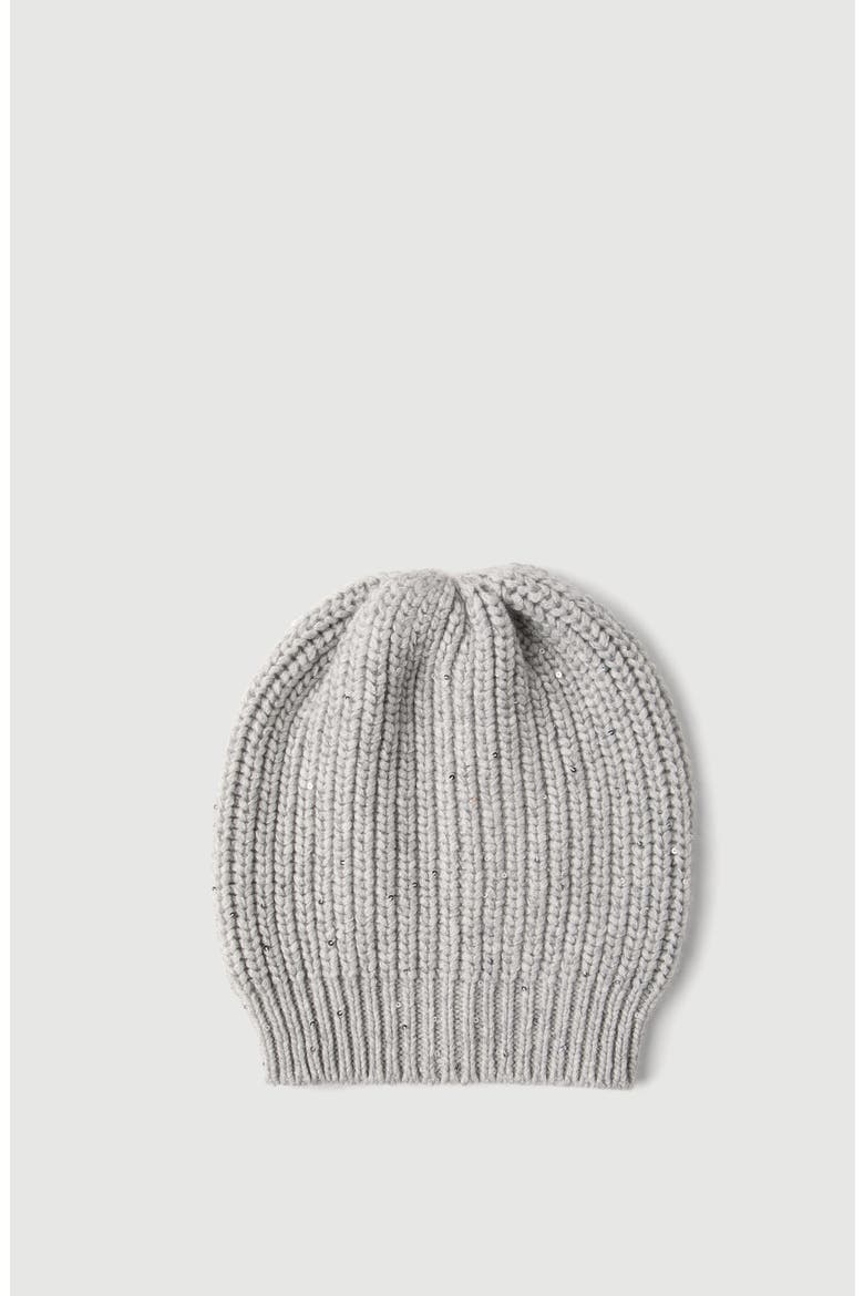 Cashmere and silk Diamond yarn knit beanie, Main, color, Pebble