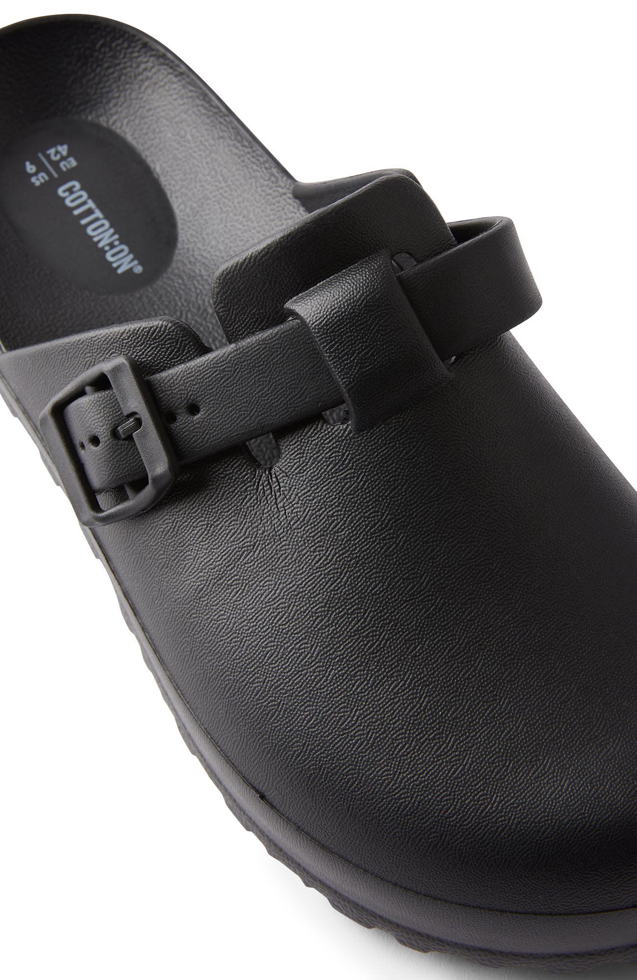 Cotton On Men
s Eva Closed Toe Buckle Slide, Alternate, color, Black