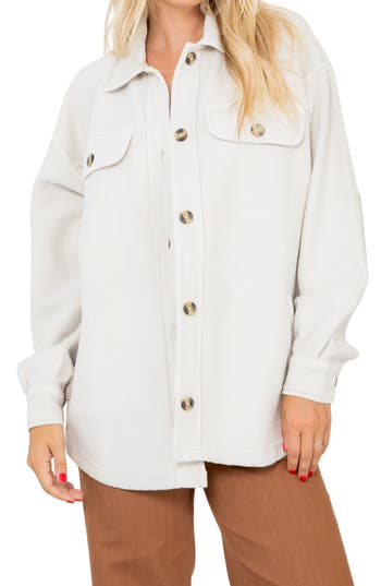 Stoosh Fleece Shacket In Gray