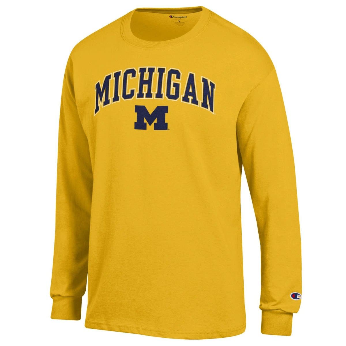 Champion Men's Champion Maize Michigan Wolverines Arch Over Logo Long ...