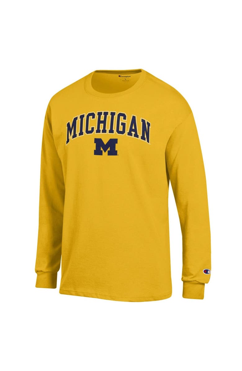 Champion Men's Champion  Maize Michigan Wolverines Arch Over Logo Long Sleeve T-Shirt, Alternate, color, Maize