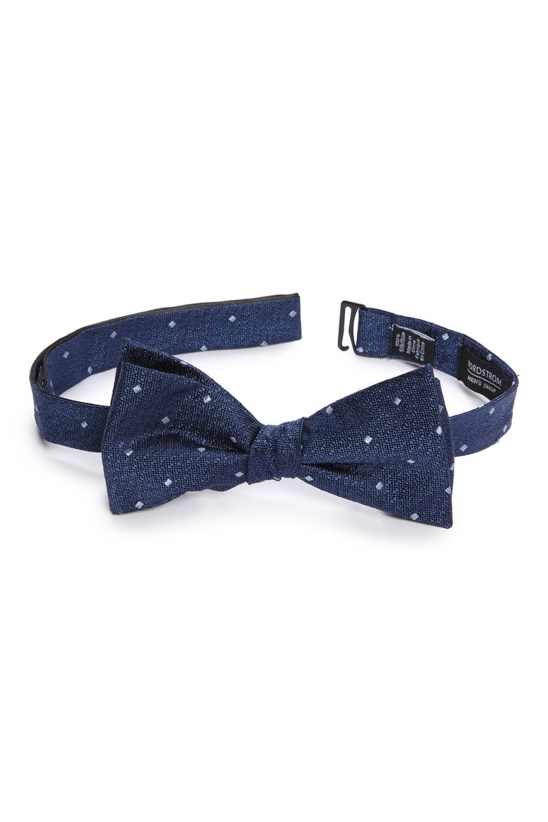 Men's Shop Warren Neat Silk Bow Tie, Main, color, DENIM