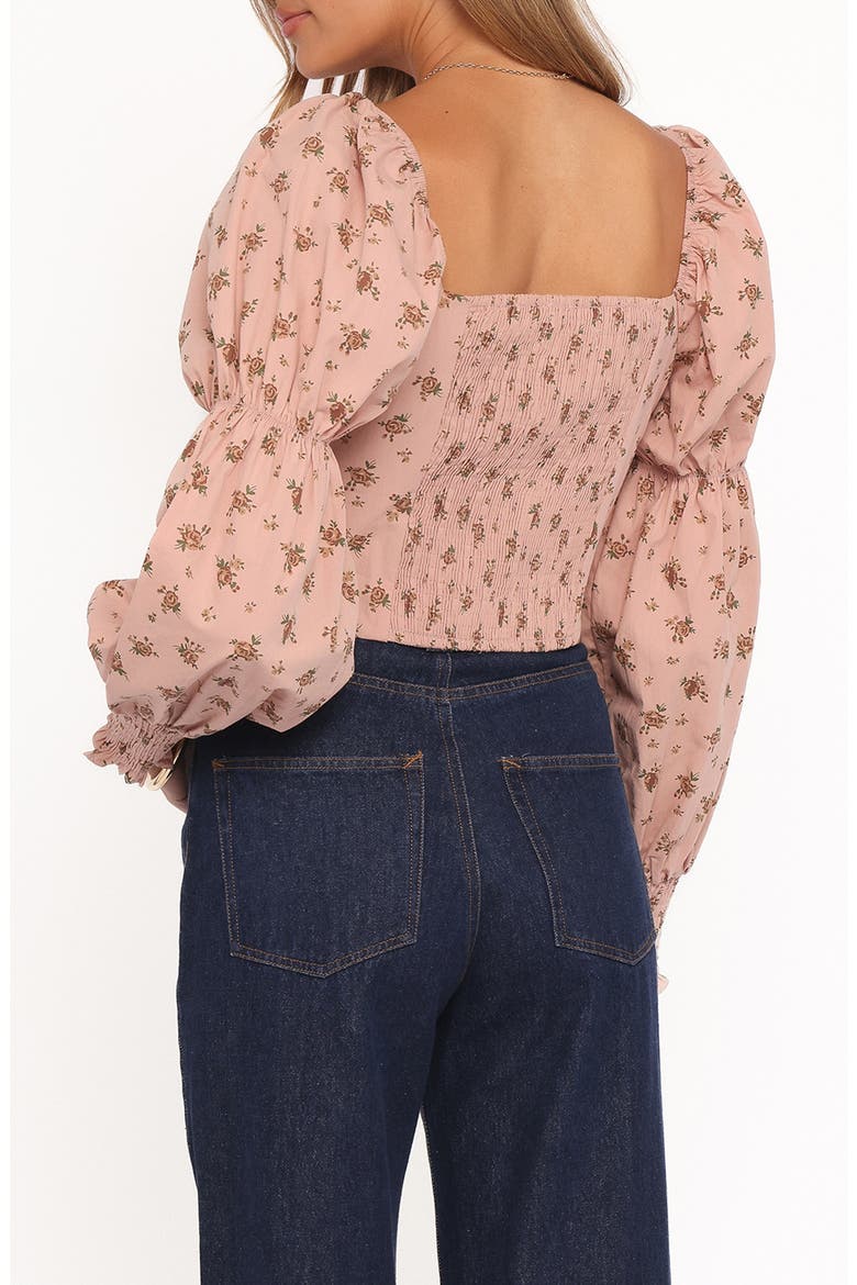 Charlene Floral Puff Sleeve Cotton Top, Alternate, color, PINK FLORAL