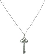 OLIVIA WELLES Silver-Tone Regal Rhinestone Key Pendant Necklace