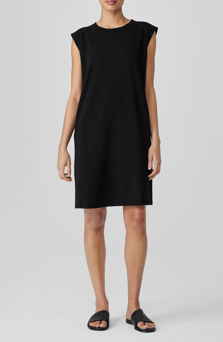 Eileen Fisher Sleeveless Organic Stretch Cotton Jersey Dress, Main, color,
