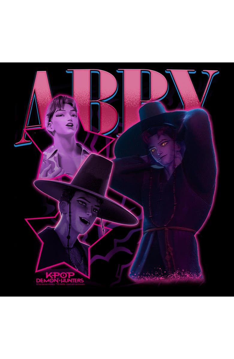 KPop Demon Hunters Junior's KPop Demon Hunters Abby Saja Collage Graphic T-Shirt, Alternate, color, Black