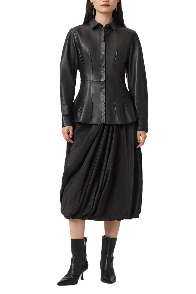 Larson Lea Leather Jacket, Alternate, color, BLACK