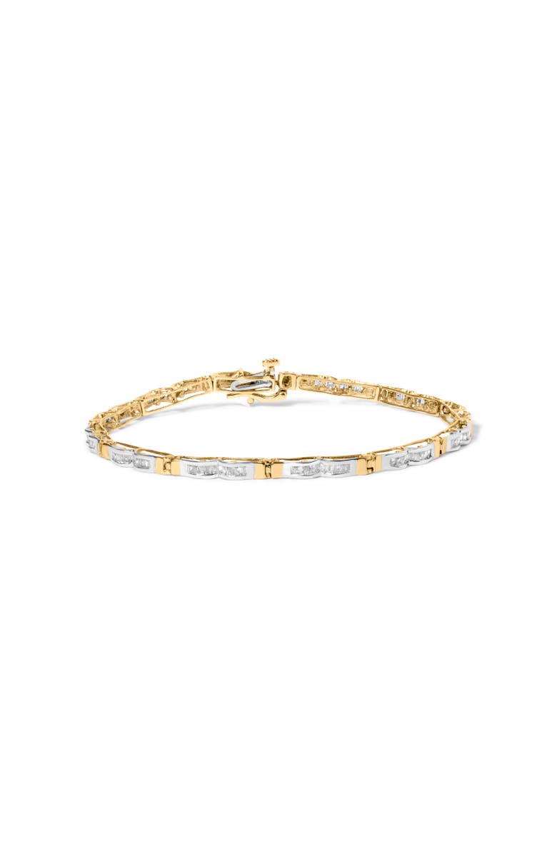 Haus of Brilliance 10k Yellow Gold 1.00 Cttw Baguette-Cut Channel Diamond Link Bracelet, Main, color, Yellow Gold