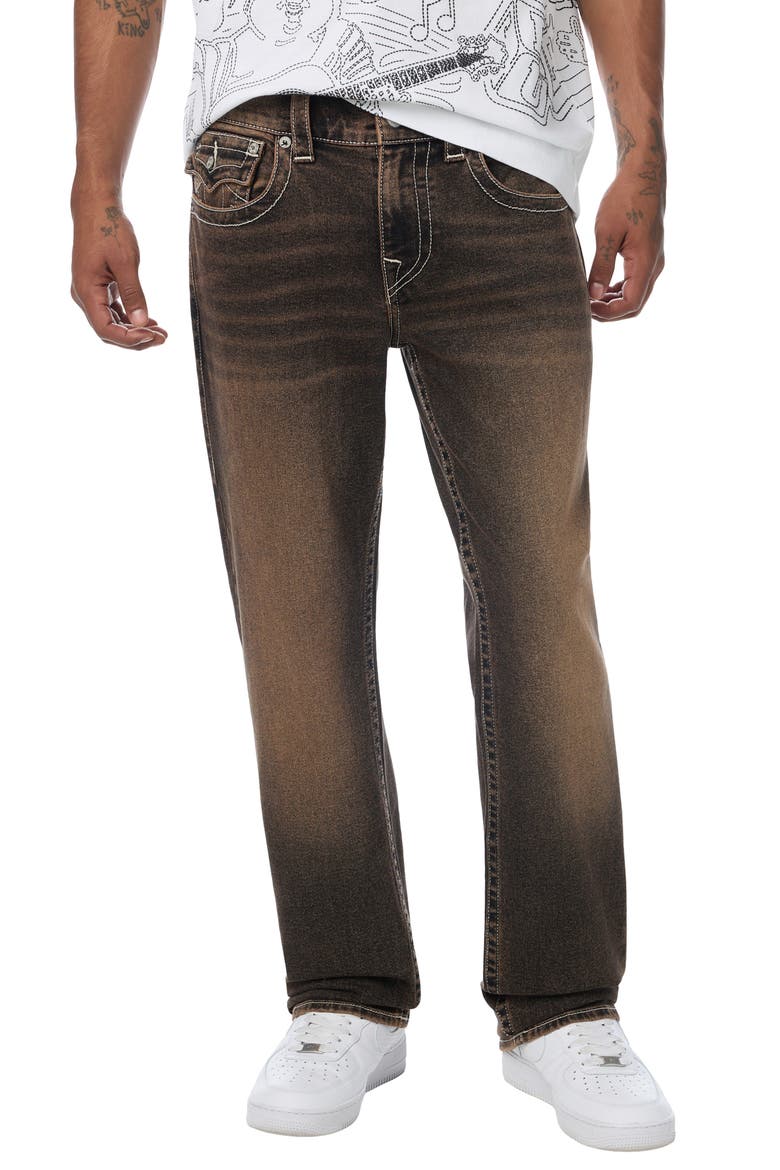 Ricky Flap Pocket Regular Rise Straight Leg Jeans, Main, color, RODEO STRIP BROWN WASH