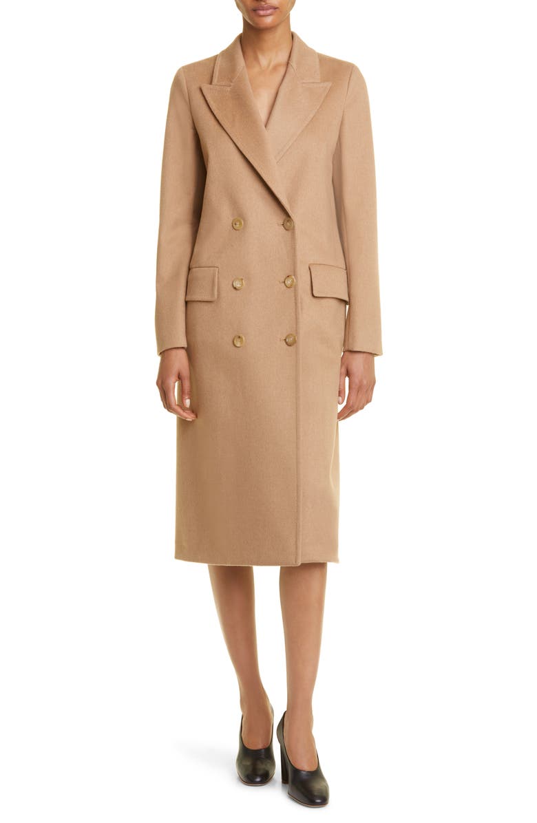 Max Mara Elmi Double Breasted Camel Hair Coat, Main, color, 