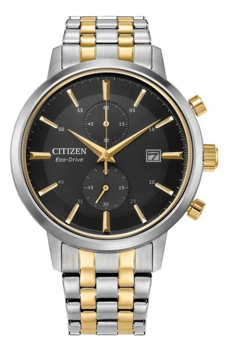 Citizen Eco-Drive Bracelet Strap Chronograph Watch, 42mm, Main, color, Black/ Two Tone