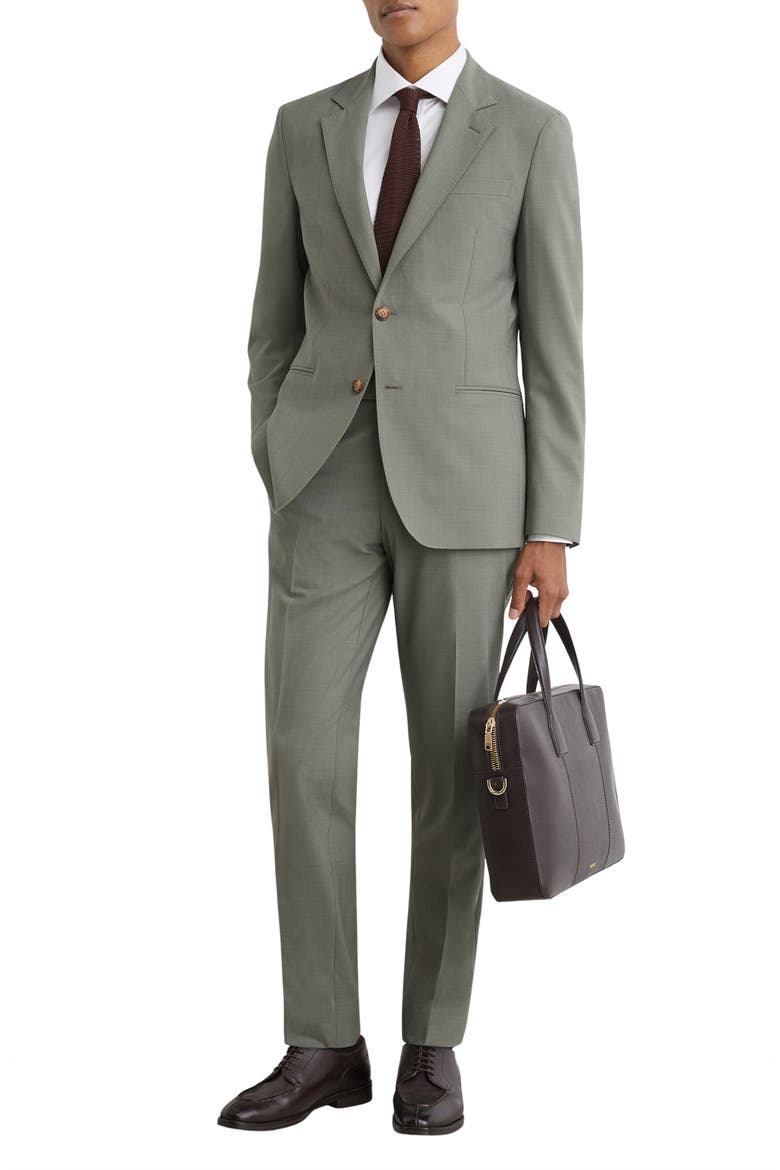 Grain Tailored Fit Wool Blend Blazer, Alternate, color, SAGE GREEN