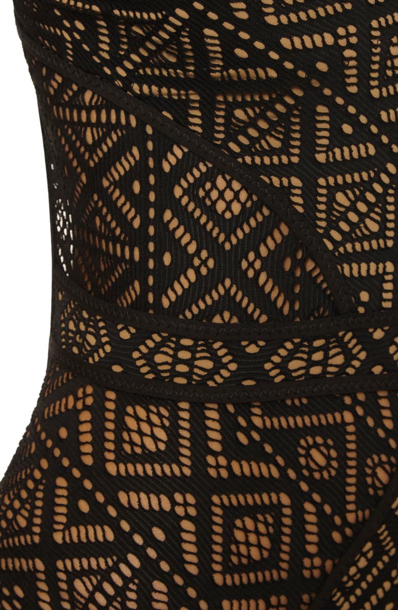 Becca Keyhole One-Piece Swimsuit, Alternate, color, Black/ Tan