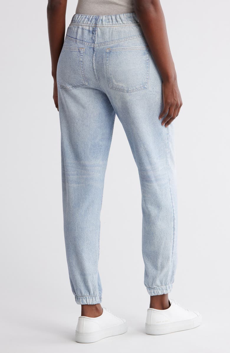 ECRU Mirage Denim Printed French Terry Joggers, Alternate, color, Light Wash