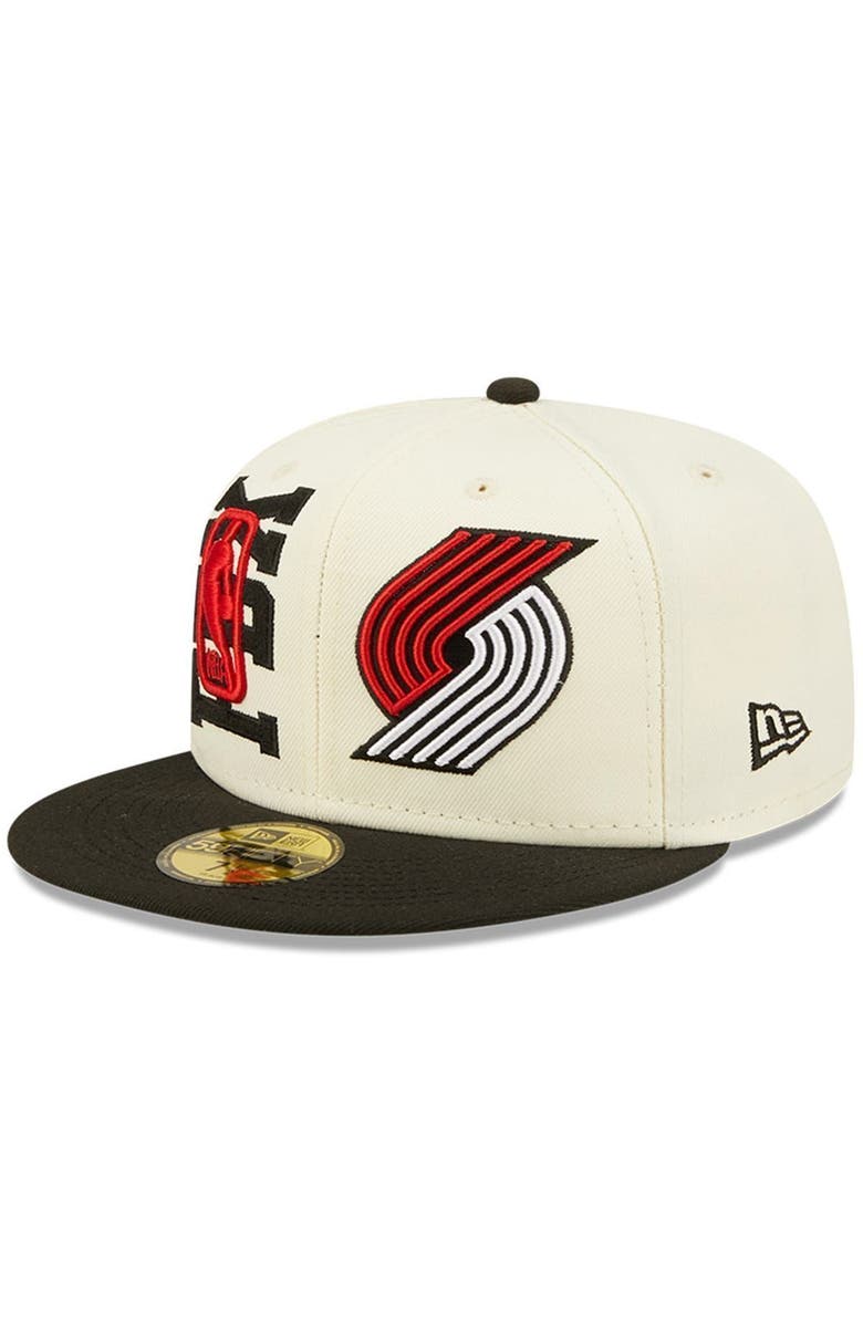 New Era Men's New Era Cream/Black Portland Trail Blazers 2022 NBA Draft 59FIFTY Fitted Hat, Main, color, 