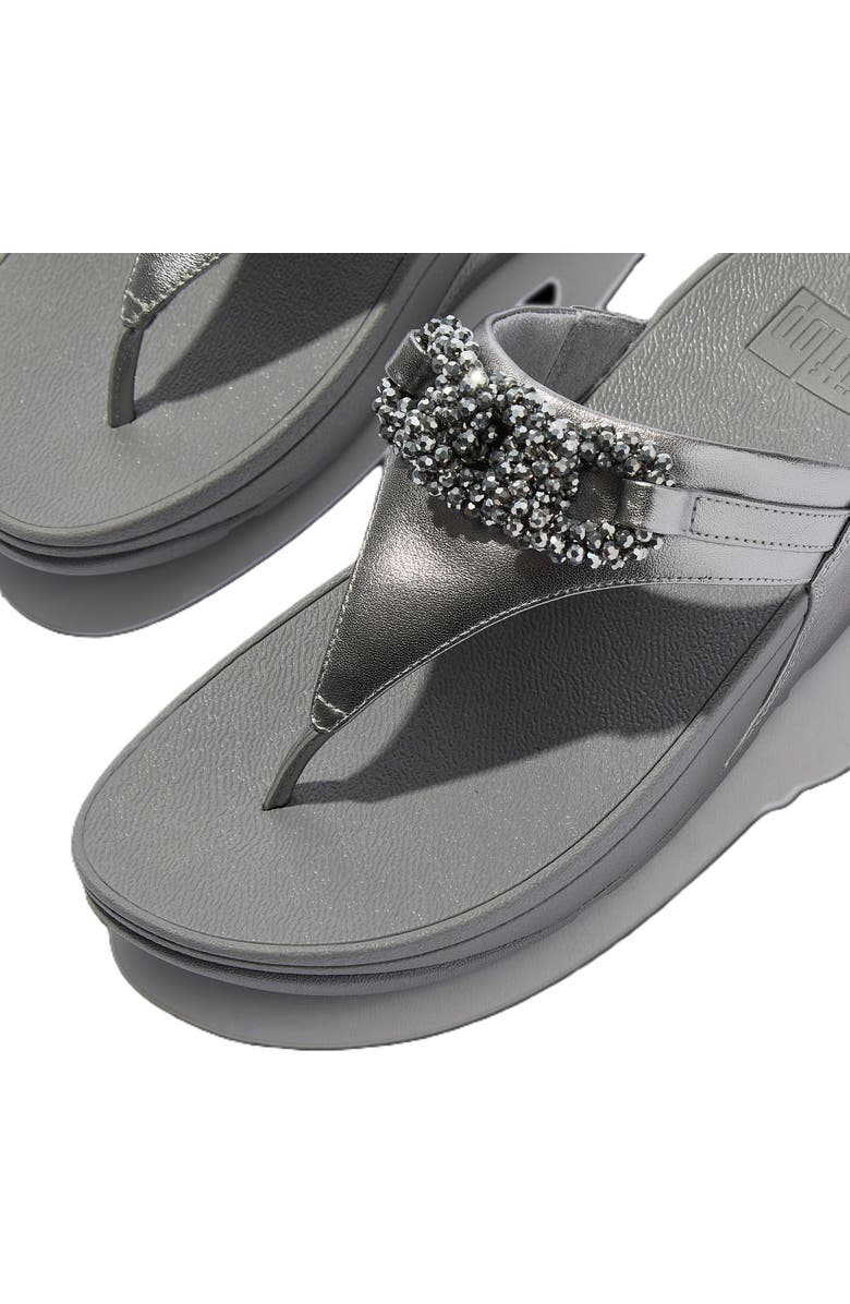 FitFlop Lulu Beaded Chain Toe Post Sandals, Alternate, color, Silvereen