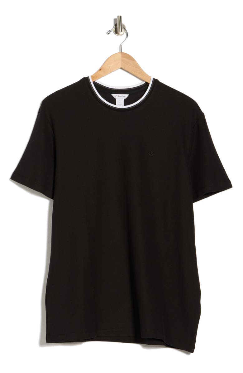 Calvin Klein Tipped Microwaffle T-Shirt, Main, color, Black