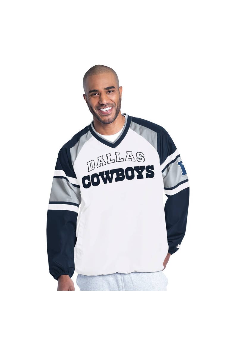 Men's Starter  White Dallas Cowboys Infield Play Raglan Pullover Jacket, Main, color, White