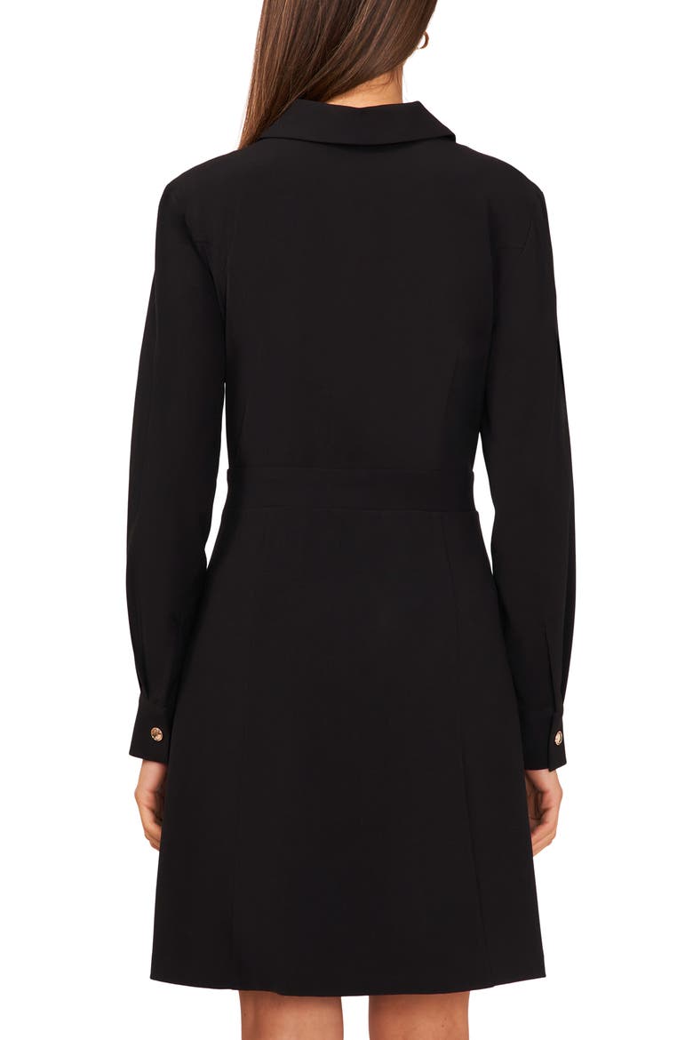 Button Front Long Sleeve Shirtdress, Alternate, color, RICH BLACK