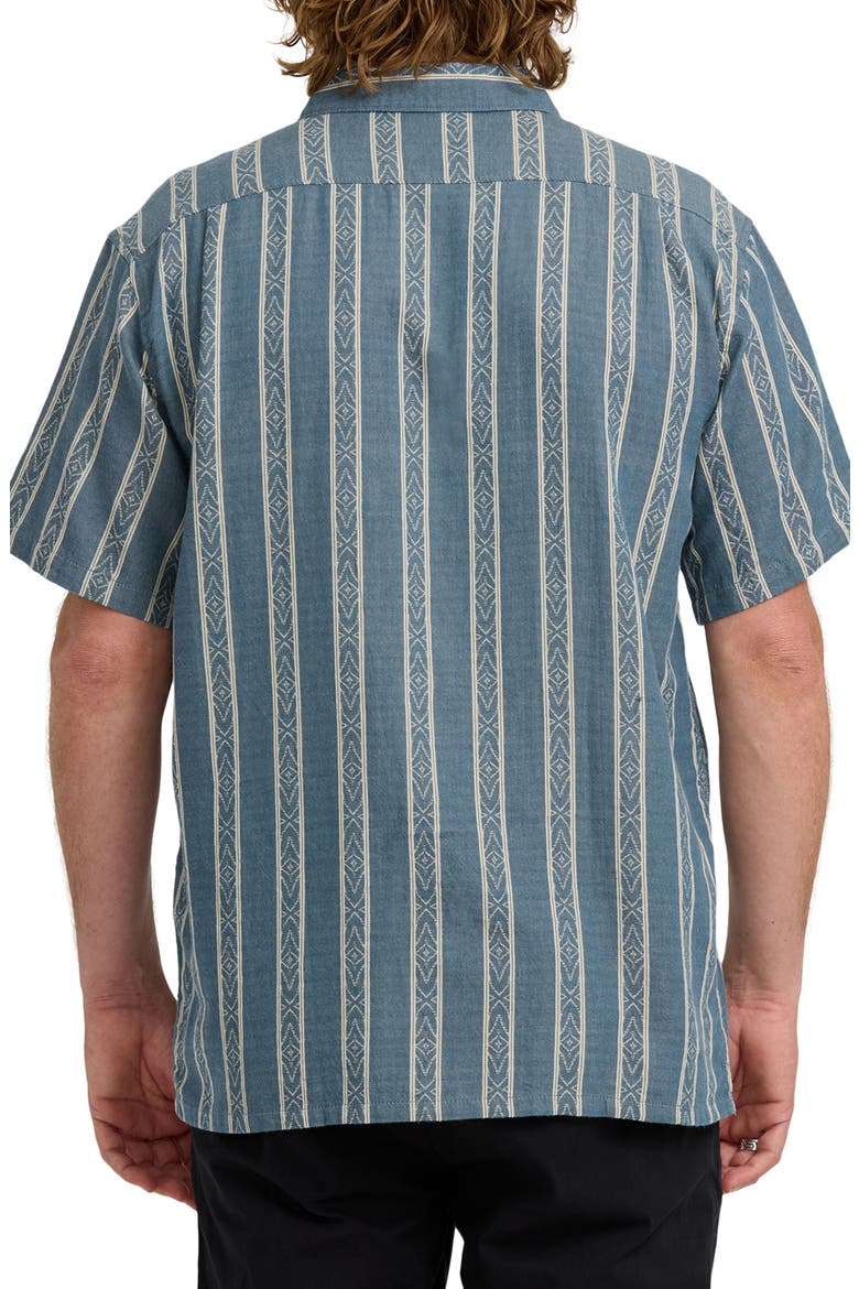 Sundays Stripe Jacquard Short Sleeve Cotton Button-Up Shirt, Alternate, color, RUSTIC BLUE
