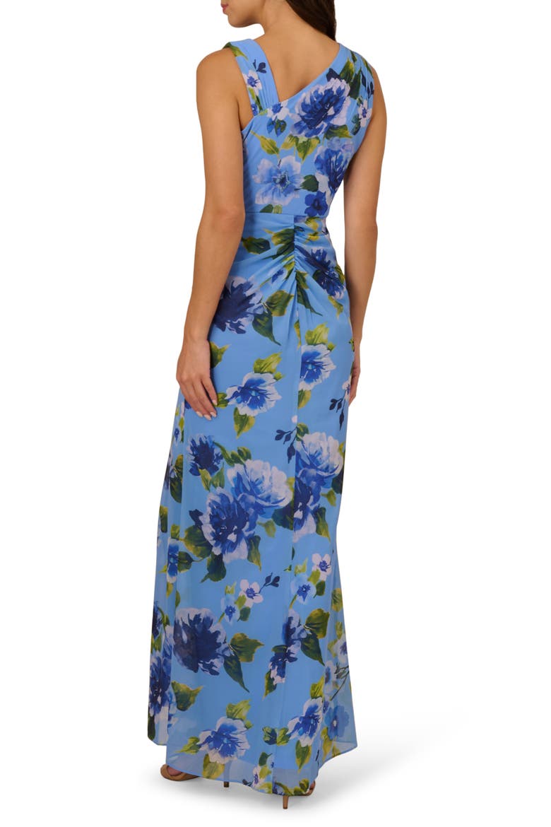 Printed Ruffle Chiffon Mermaid Gown, Alternate, color, BLUE MULTI