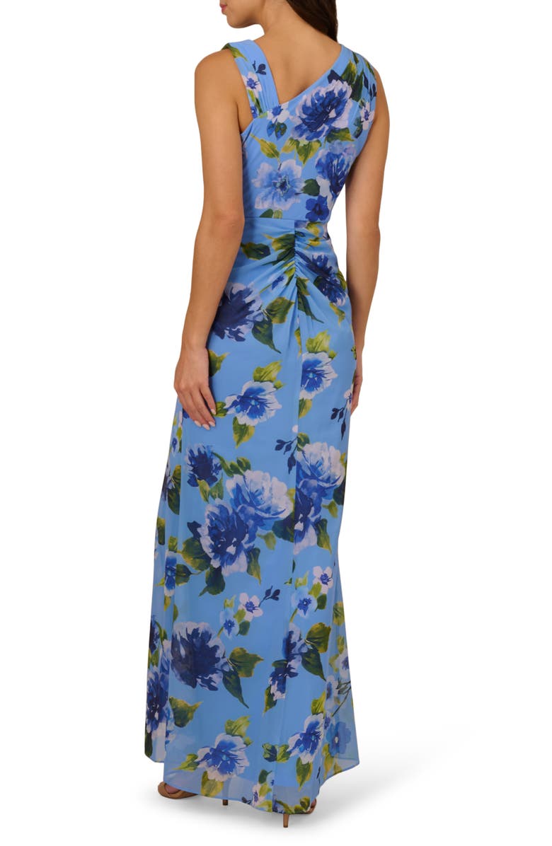 Adrianna Papell Printed Ruffle Chiffon Mermaid Gown, Alternate, color, 