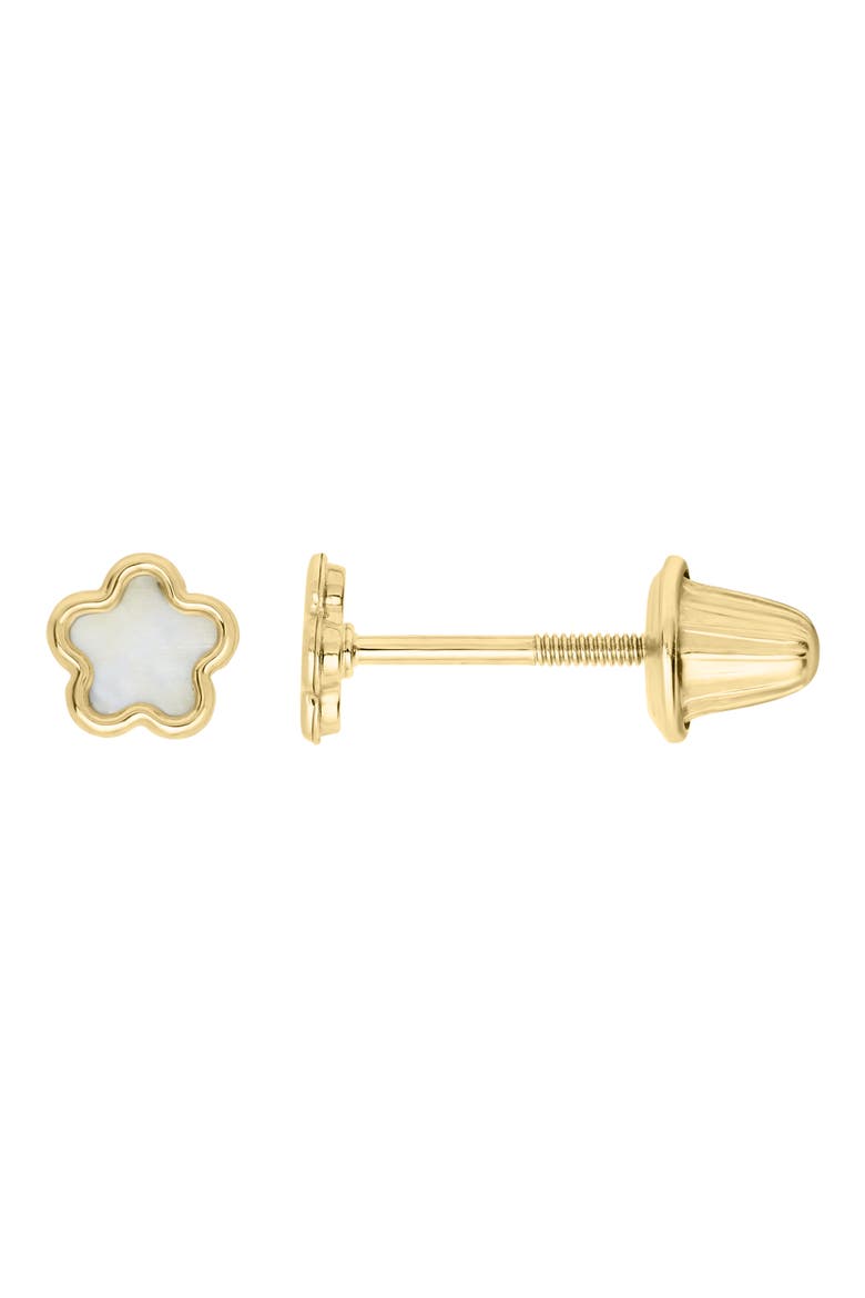 14K Gold & Mother-of-Pearl Flower Stud Earrings, Alternate, color, GOLD