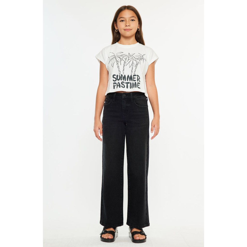Kancan Coralynne High Rise Wide Leg Kids Jeans In Multi