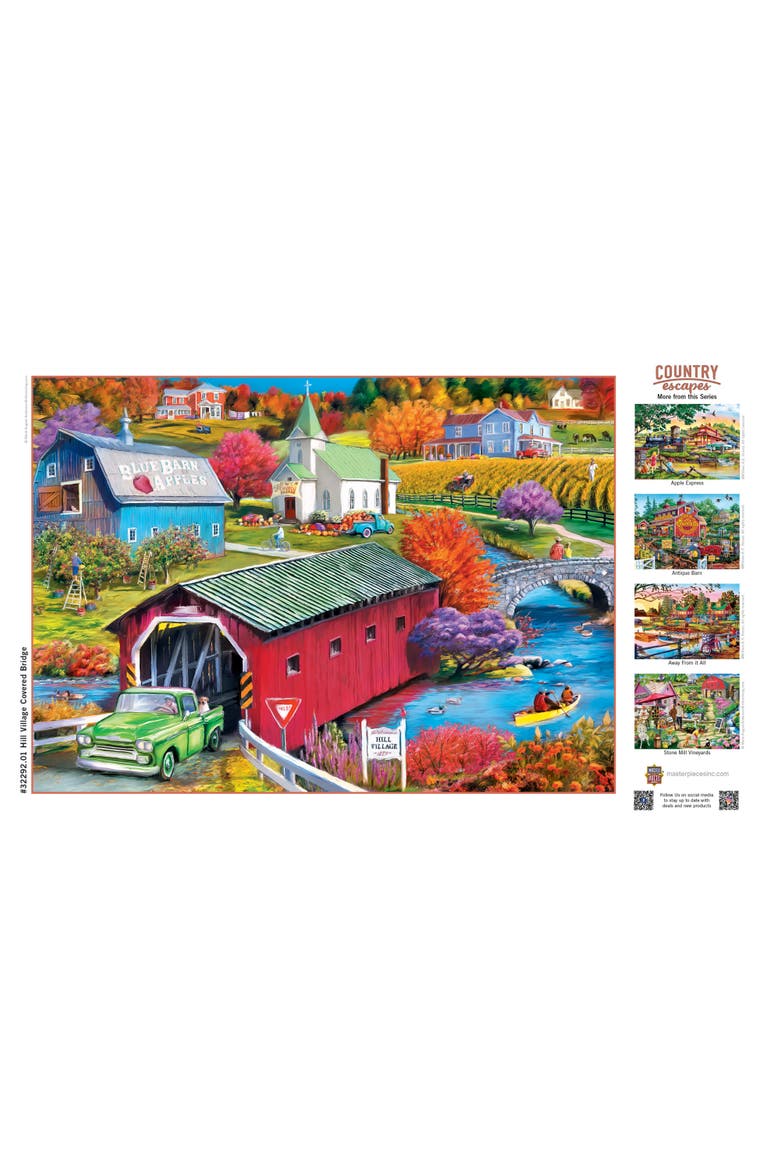 Hill Village Covered Bridge 500pc Puzzle, Alternate, color, Multicolor