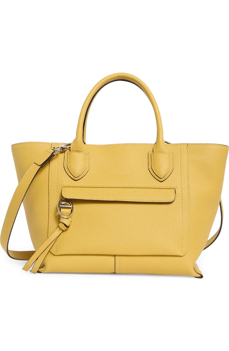 Longchamp Medium Leather Handbag, Main, color, Yellow