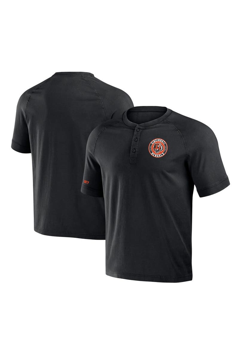 NFL X DARIUS RUCKER Men's NFL x Darius Rucker Collection by Fanatics Black Cincinnati Bengals Washed Raglan Henley T-Shirt, Alternate, color, Black